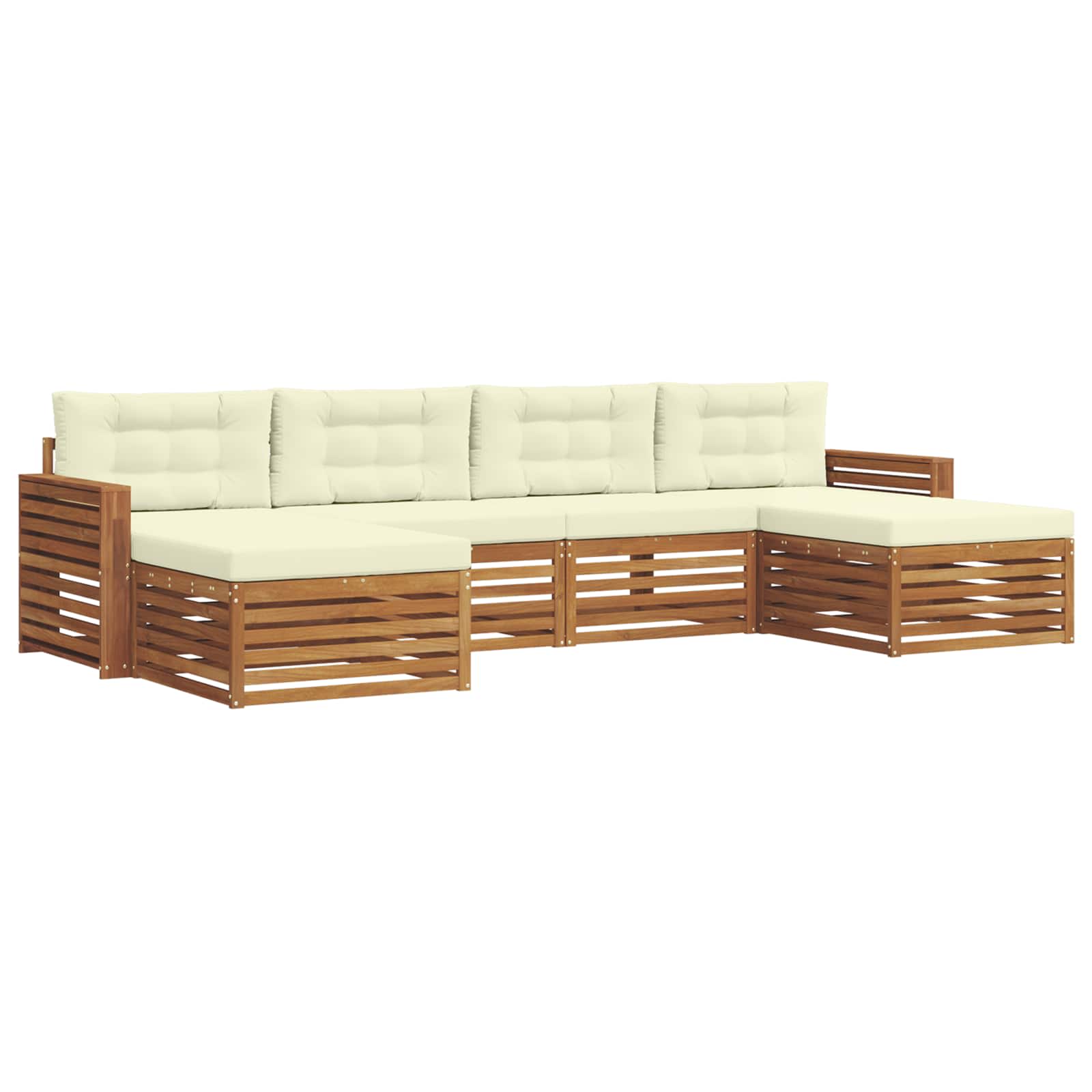 vidaXL Zestawy sof 6 pcs Naturalny i Kremowy Lite Drewno Akacji
