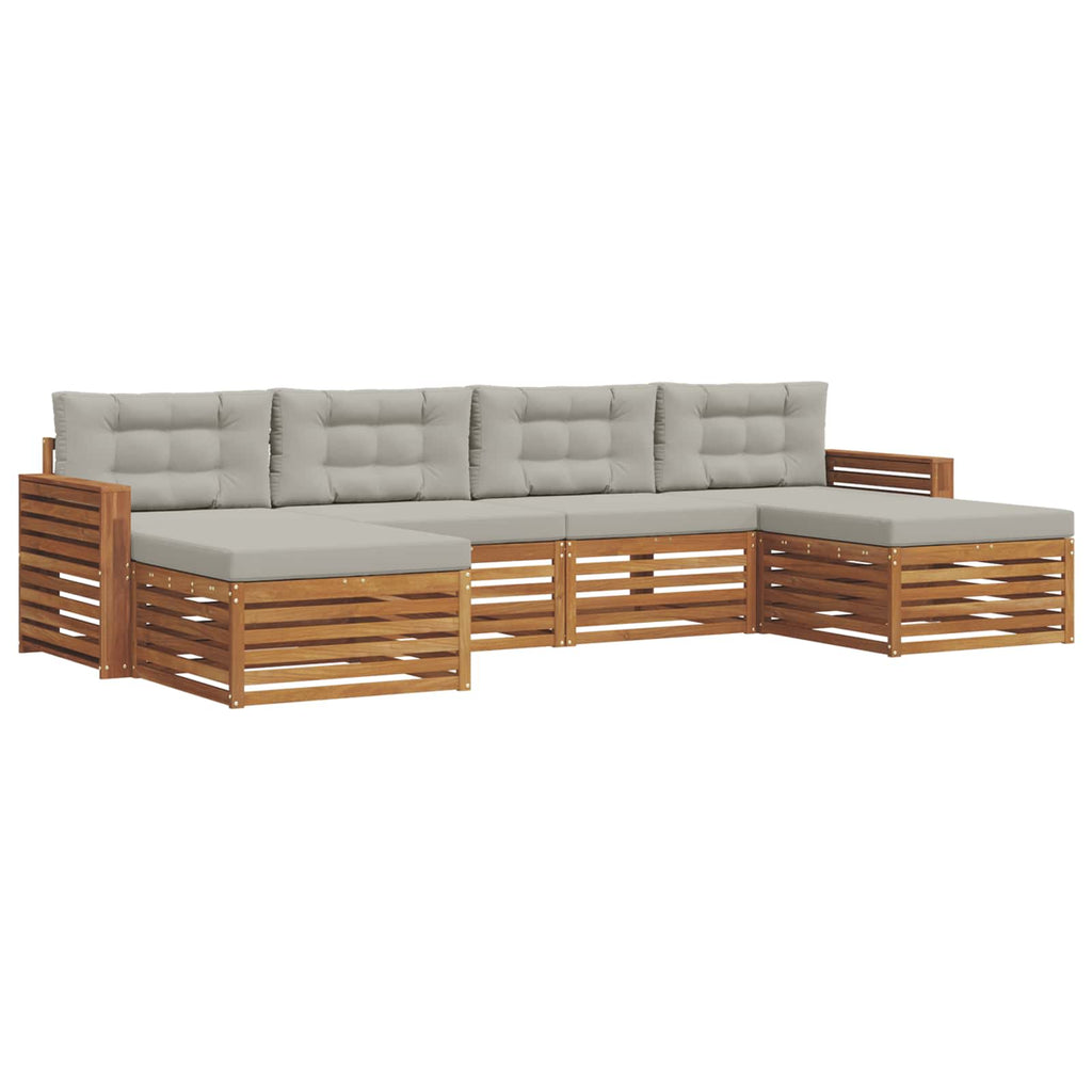 vidaXL Zestawy sof 6 pcs Naturalny i Jasny Szary Lite Drewno Akacji