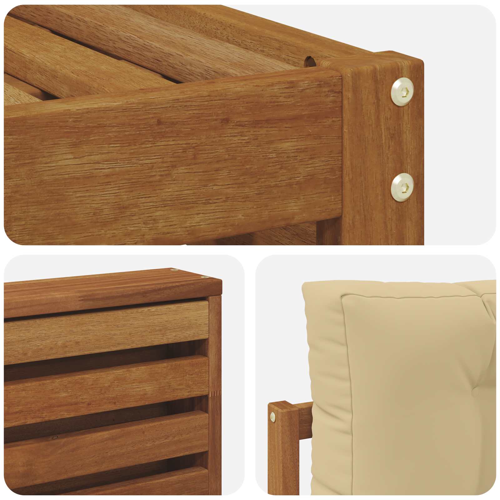 vidaXL Zestawy sof 6 pcs Naturalny i Beżowy Lite Drewno Akacji