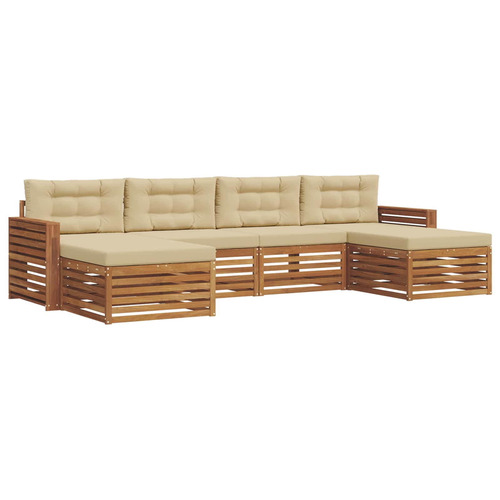 vidaXL Zestawy sof 6 pcs Naturalny i Beżowy Lite Drewno Akacji