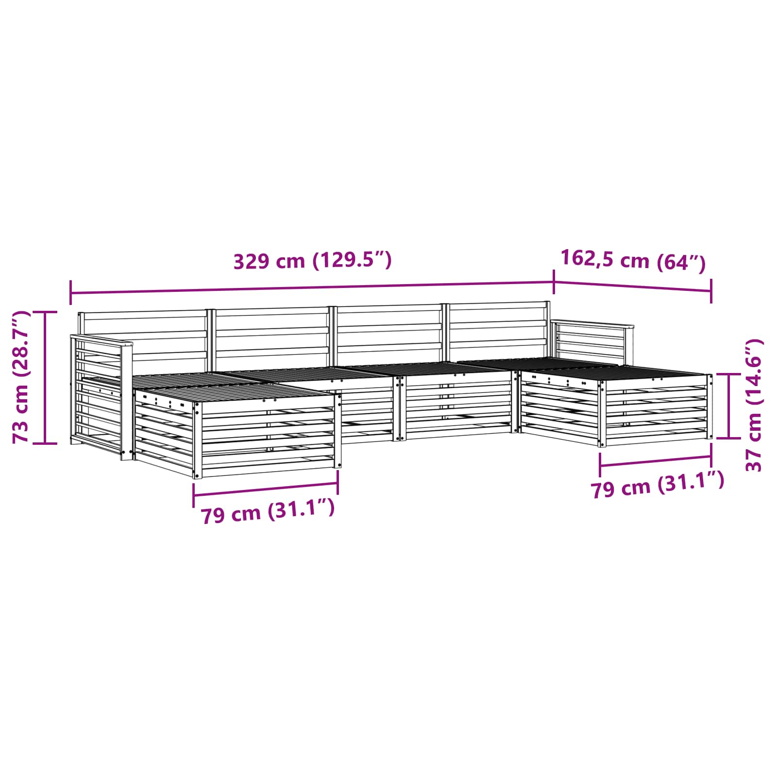 vidaXL Zestawy sof 6 pcs Naturalny Lite Drewno Akacji