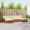 vidaXL Zestawy sof 6 pcs Naturalny i Kremowy Lite Drewno Akacji