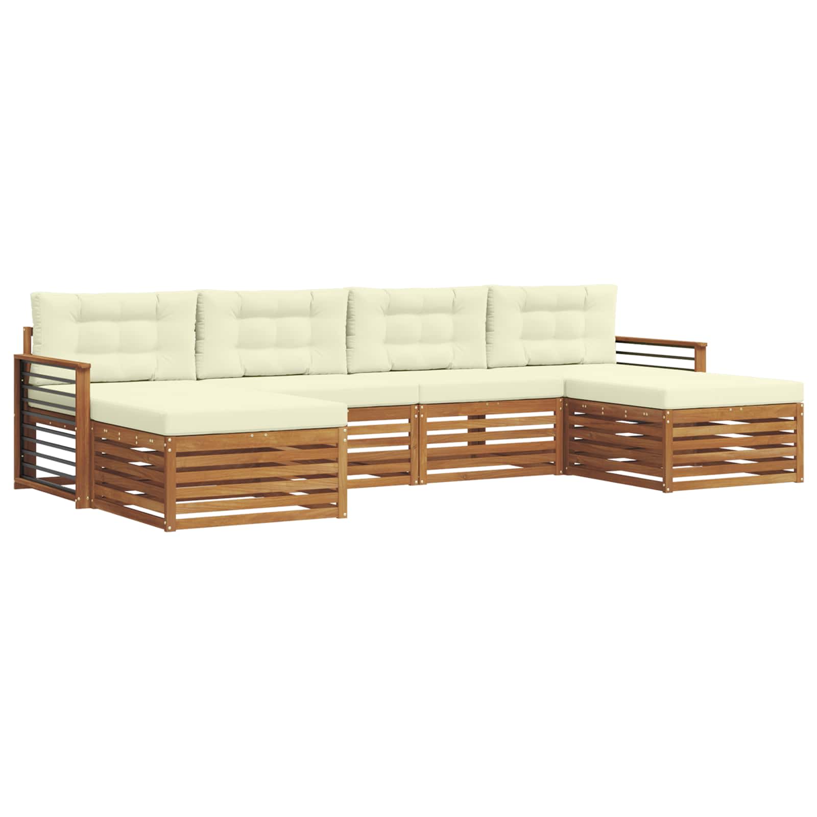 vidaXL Zestawy sof 6 pcs Naturalny i Kremowy Lite Drewno Akacji