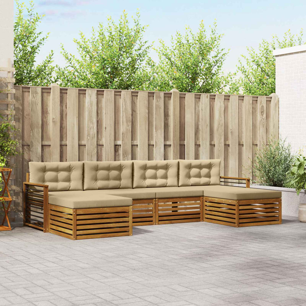 vidaXL Zestawy sof 6 pcs Naturalny i Beżowy Lite Drewno Akacji