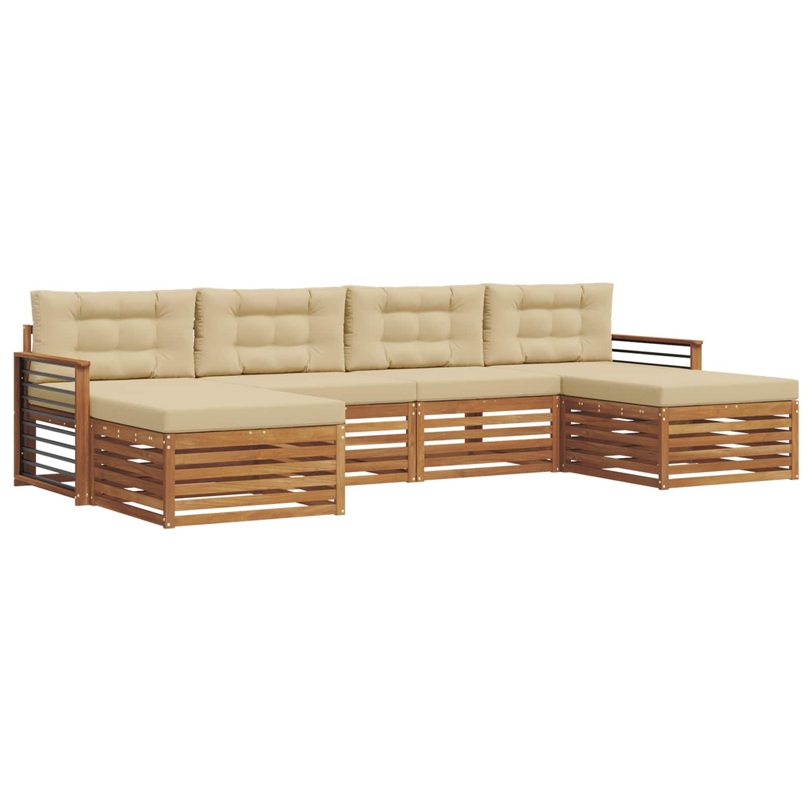 vidaXL Zestawy sof 6 pcs Naturalny i Beżowy Lite Drewno Akacji