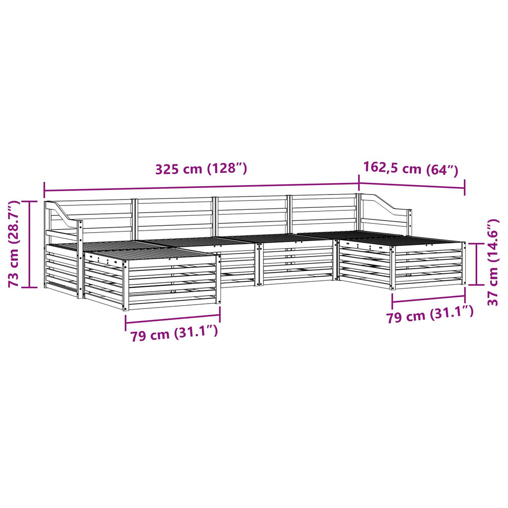 vidaXL Zestawy sof 6 pcs Naturalny Lite Drewno Akacji