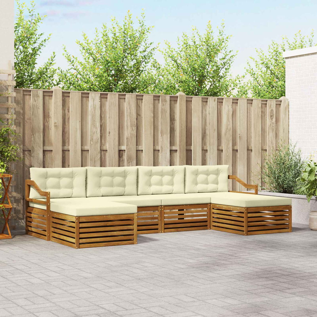 vidaXL Zestawy sof 6 pcs Naturalny i Kremowy Lite Drewno Akacji