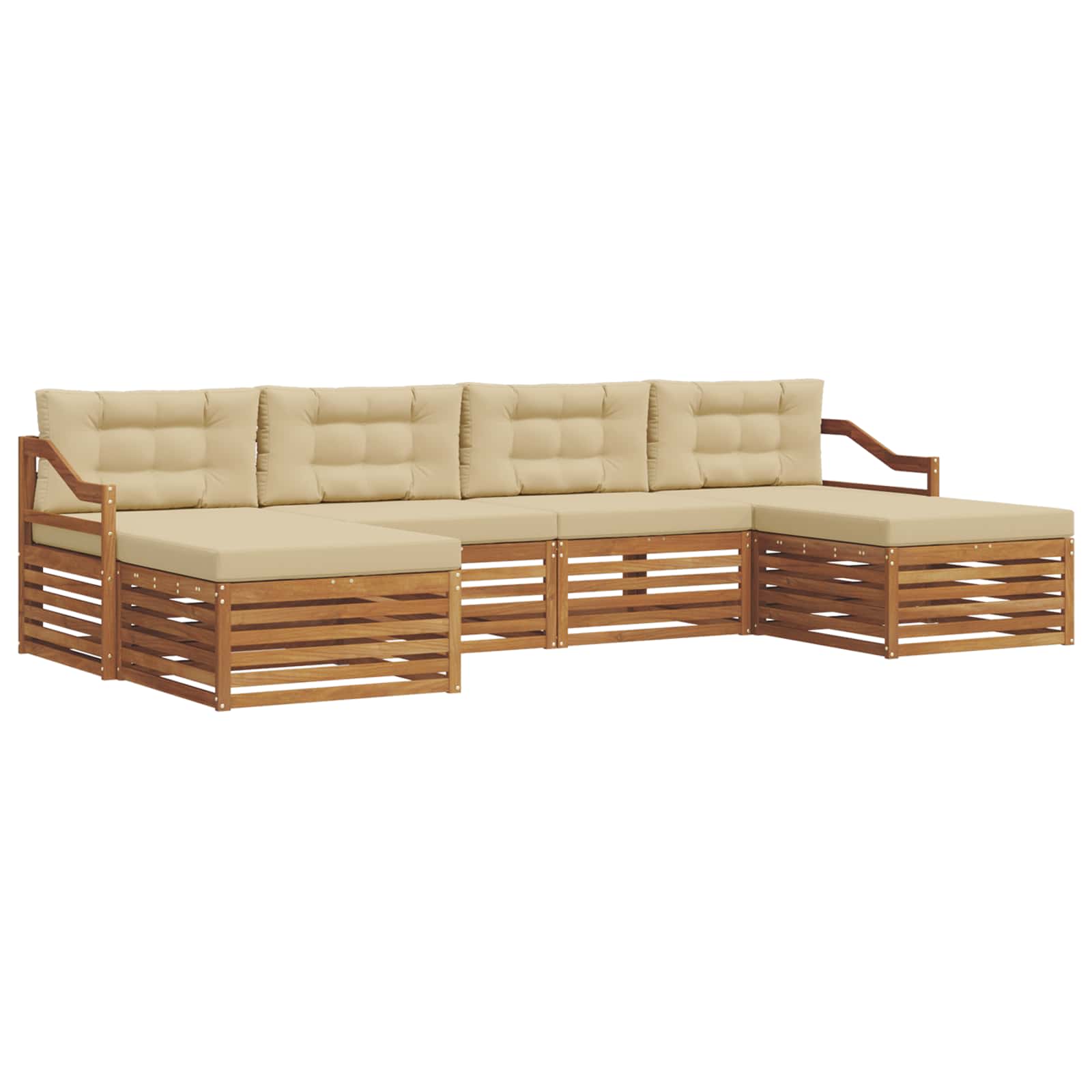 vidaXL Zestawy sof 6 pcs Naturalny i Beżowy Lite Drewno Akacji