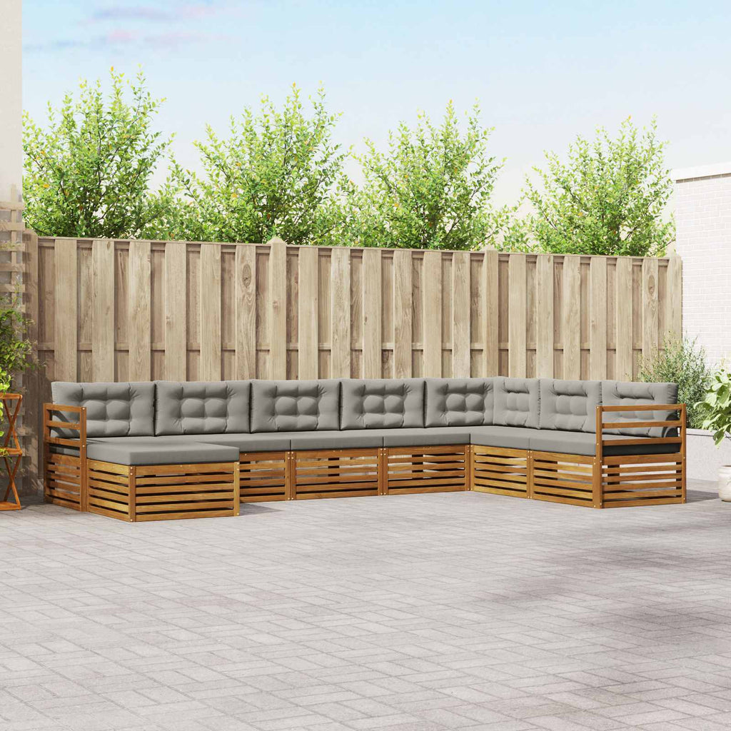 vidaXL Zestaw sof na zewnątrz z poduszką 8 pcs Naturalny i Jasny Szary