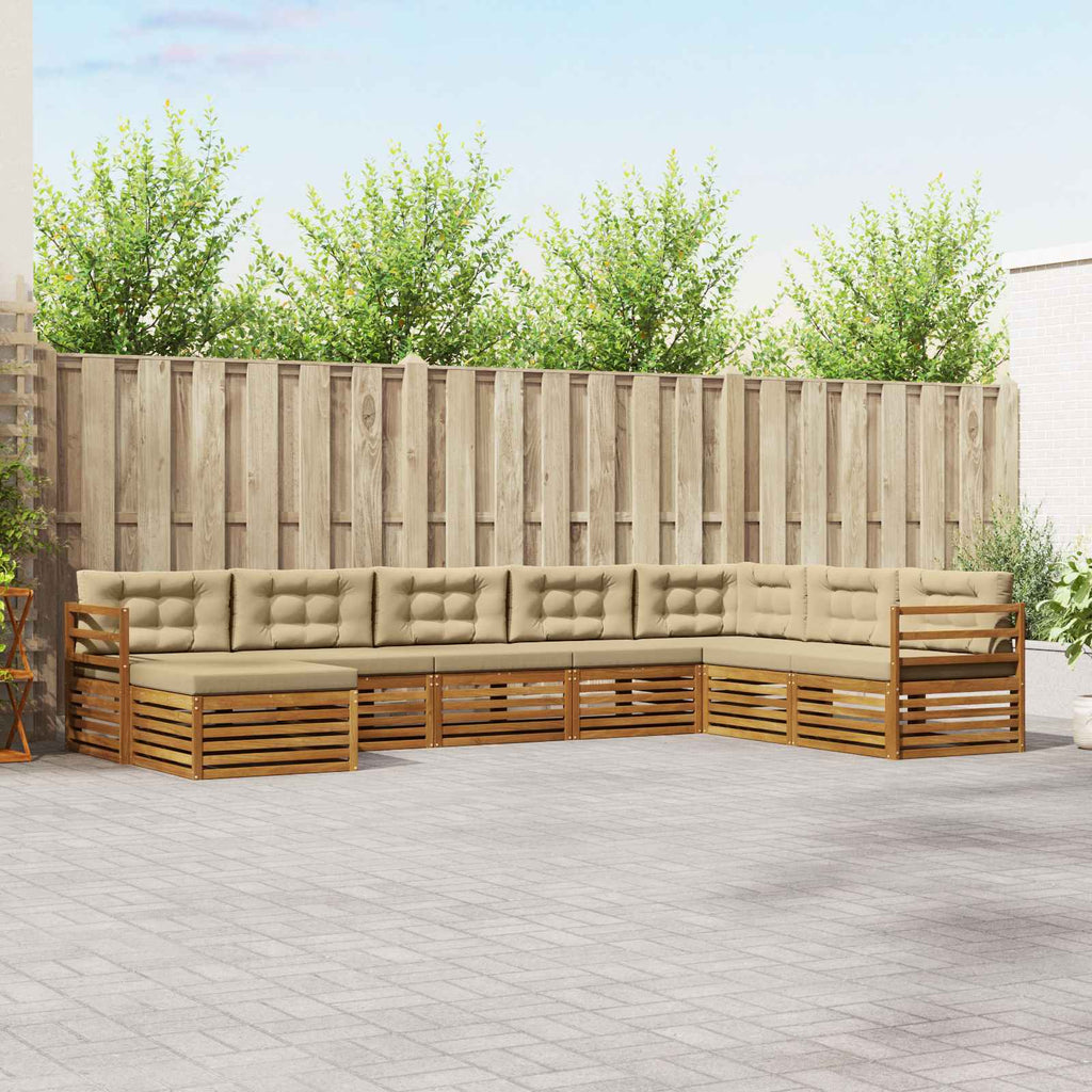 vidaXL Zestaw sof na zewnątrz z poduszką 8 pcs Naturalny i Beżowy