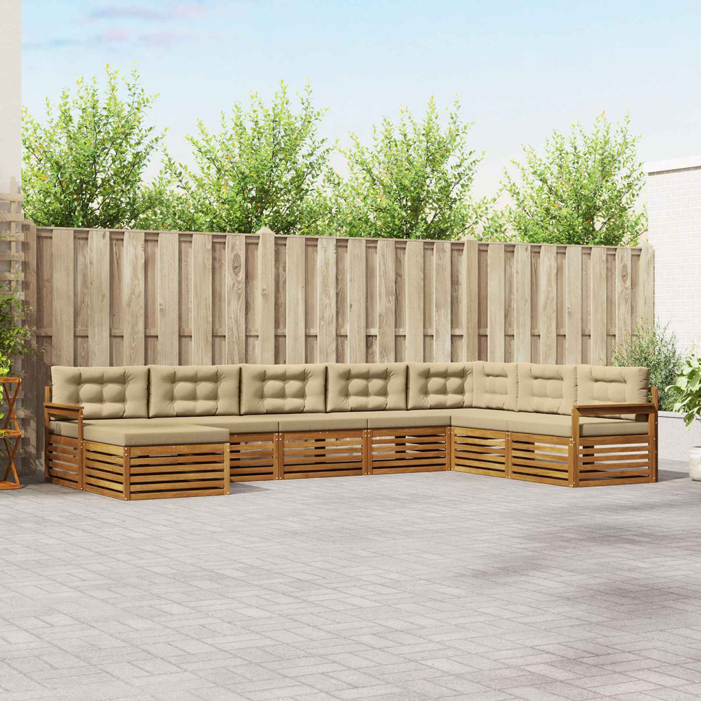 vidaXL Zestaw sof na zewnątrz z poduszką 8 pcs Naturalny i Beżowy