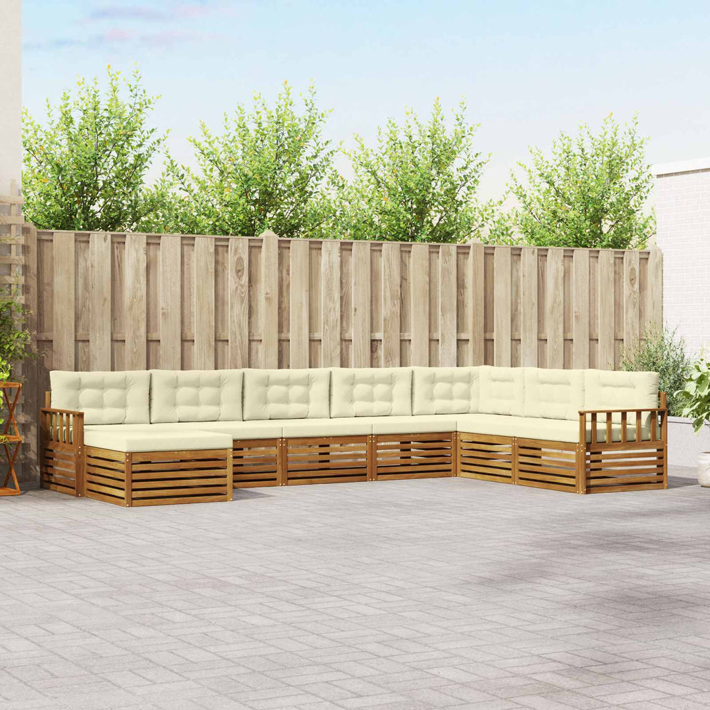 vidaXL Zestaw sof na zewnątrz z poduszką 8 pcs Naturalny i Kremowy