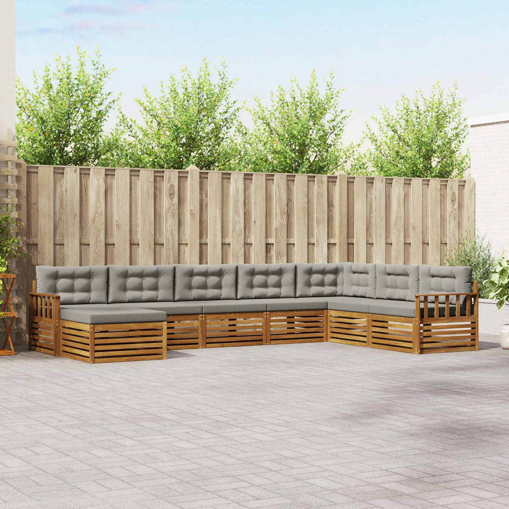 vidaXL Zestaw sof na zewnątrz z poduszką 8 pcs Naturalny i Jasny Szary