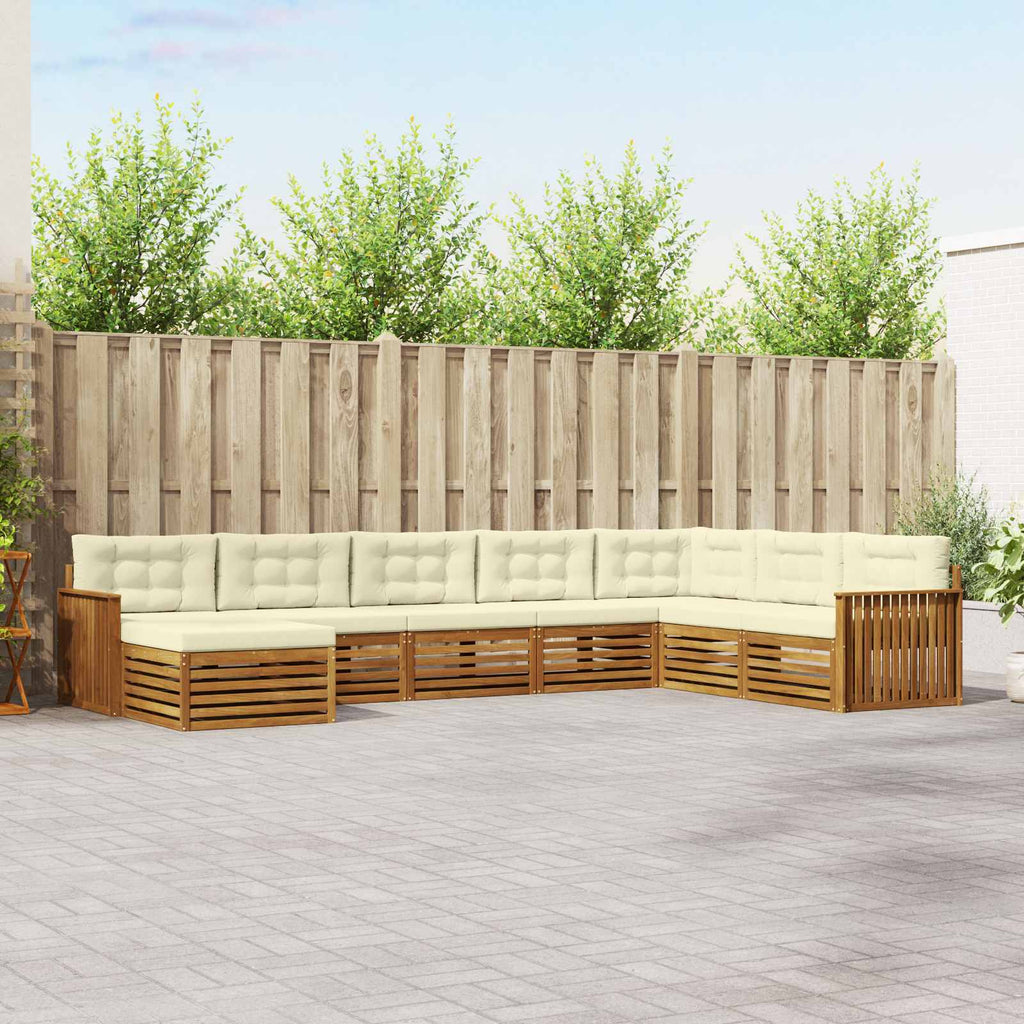 vidaXL Zestaw sof na zewnątrz z poduszką 8 pcs Naturalny i Kremowy
