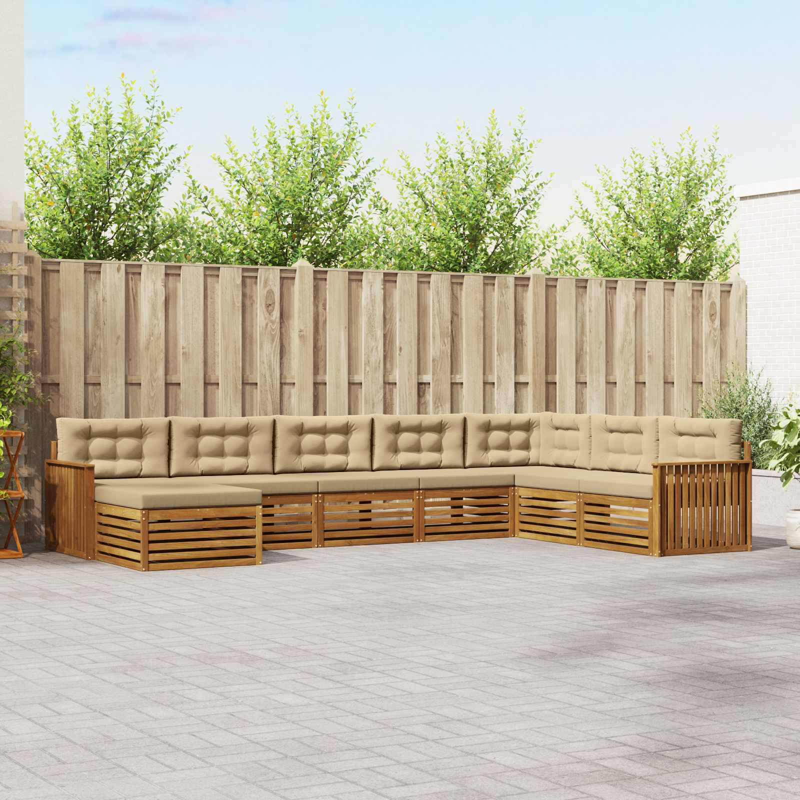 vidaXL Zestaw sof na zewnątrz z poduszką 8 pcs Naturalny i Beżowy