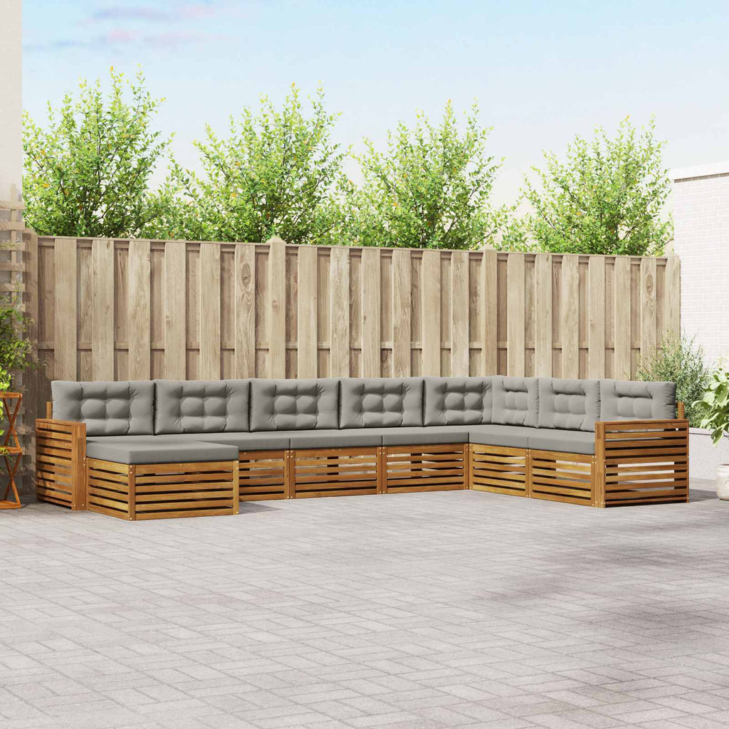 vidaXL Zestaw sof na zewnątrz z poduszką 8 pcs Naturalny i Jasny Szary