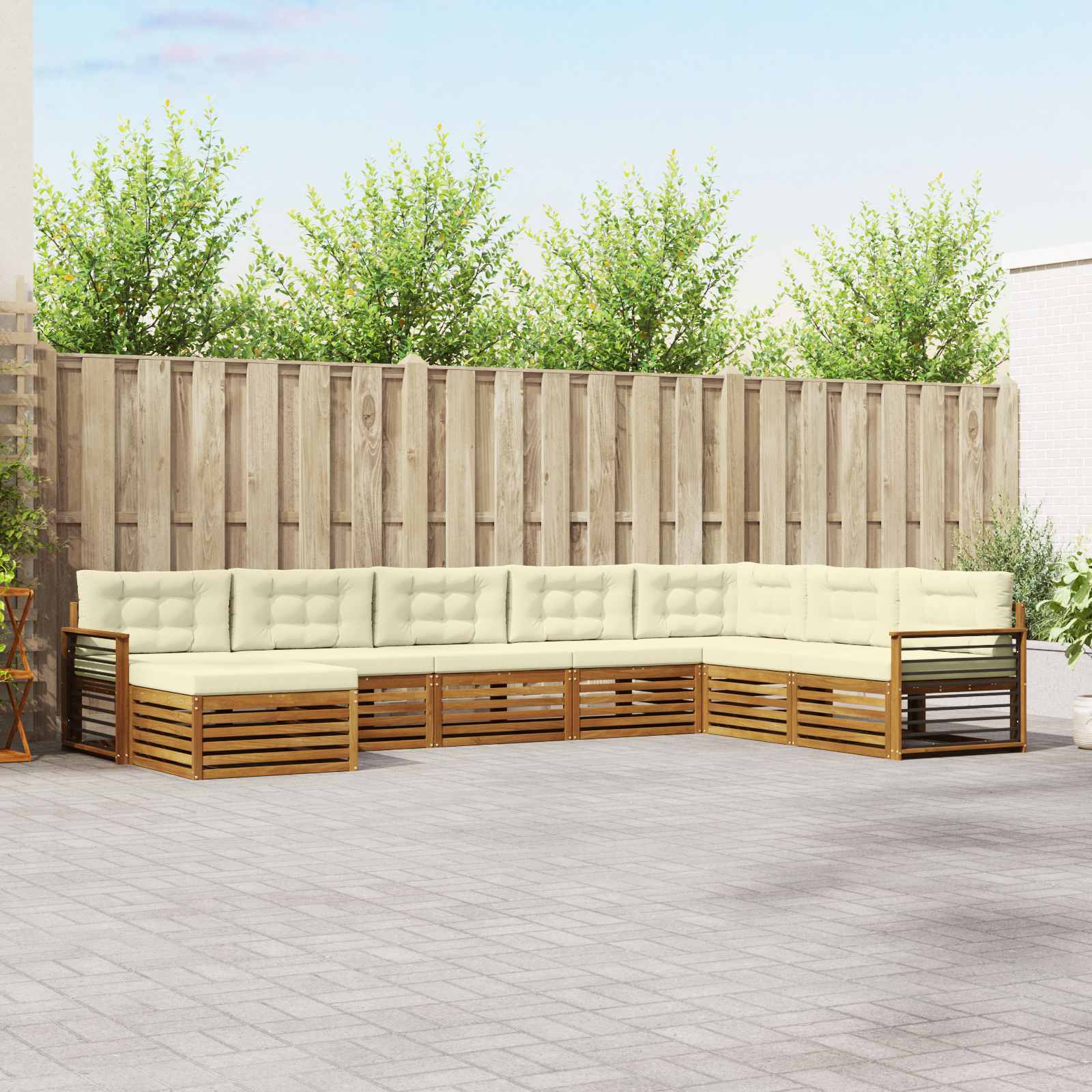vidaXL Zestaw sof na zewnątrz z poduszką 8 pcs Naturalny i Kremowy