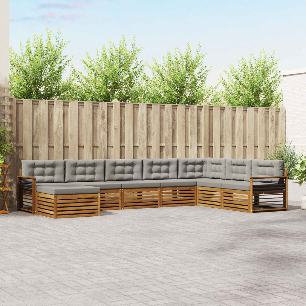 vidaXL Zestaw sof na zewnątrz z poduszką 8 pcs Naturalny i Jasny Szary