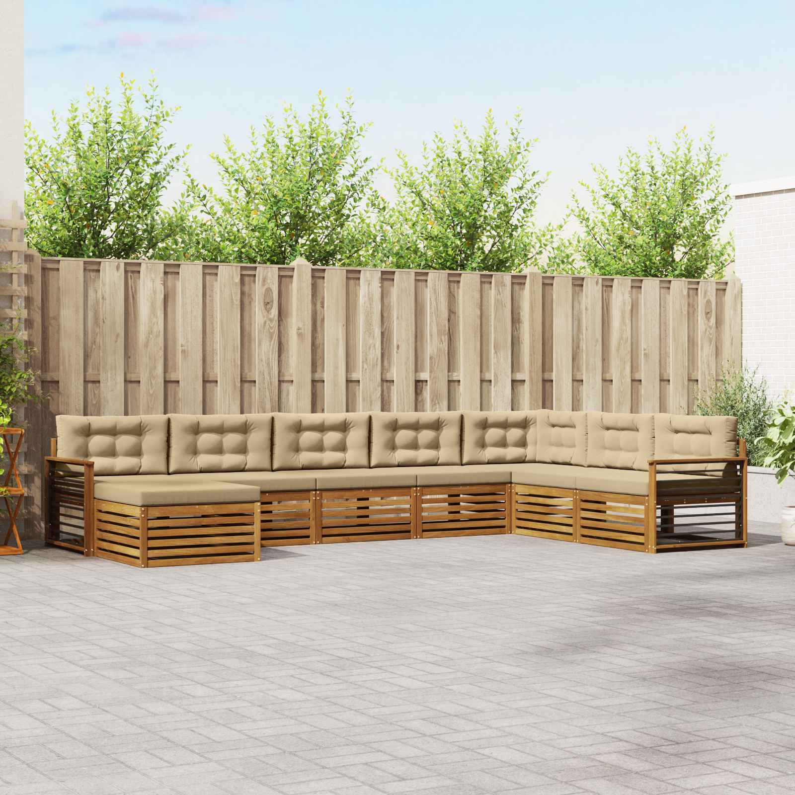 vidaXL Zestaw sof na zewnątrz z poduszką 8 pcs Naturalny i Beżowy