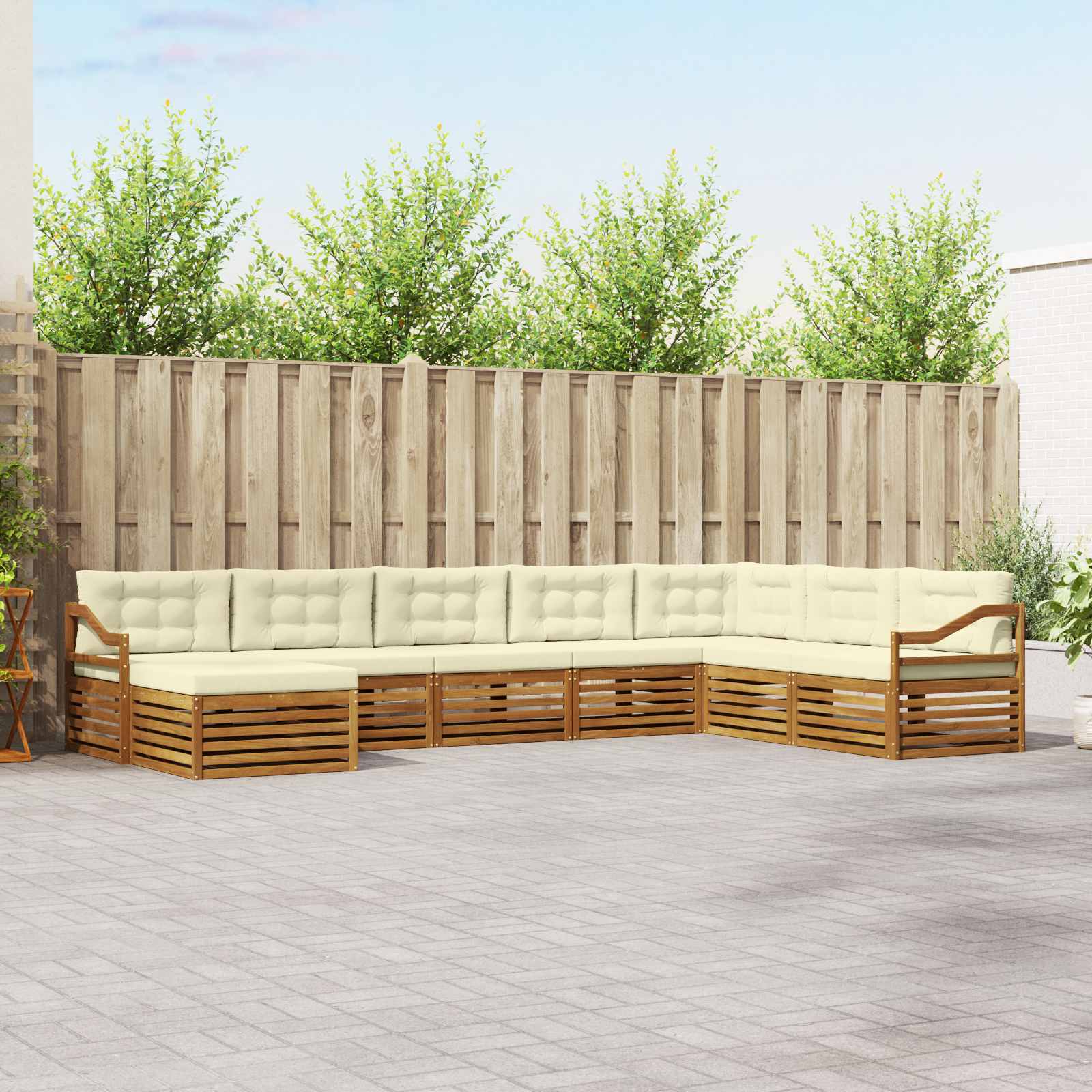 vidaXL Zestaw sof na zewnątrz z poduszką 8 pcs Naturalny i Kremowy