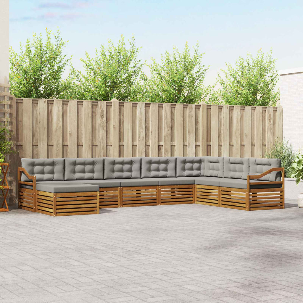 vidaXL Zestaw sof na zewnątrz z poduszką 8 pcs Naturalny i Jasny Szary