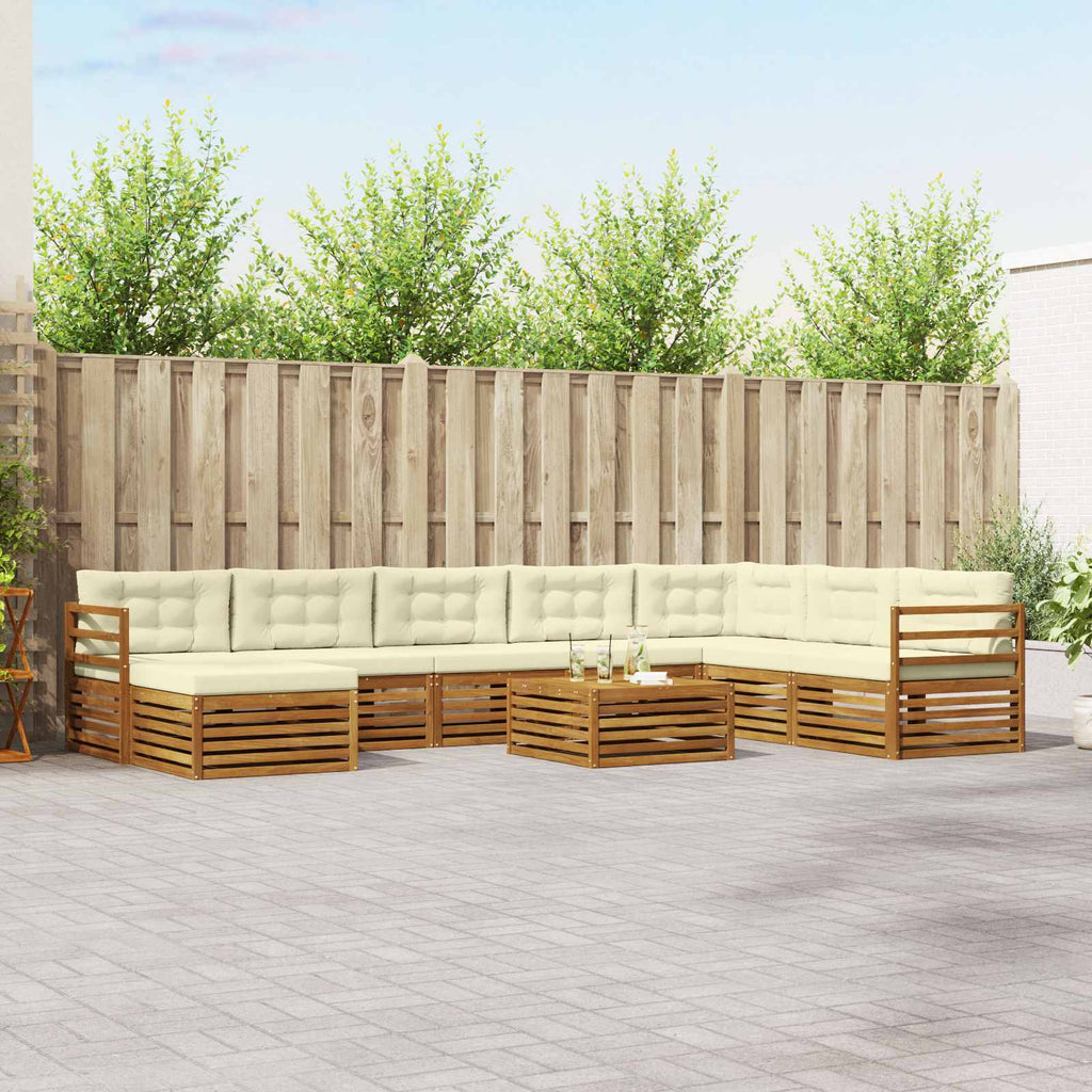 vidaXL Zestaw sof na zewnątrz z poduszką 9 pcs Naturalny i Kremowy