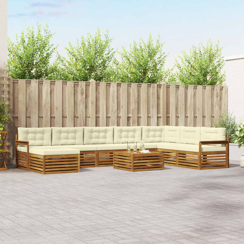 vidaXL Zestaw sof na zewnątrz z poduszką 9 pcs Naturalny i Kremowy