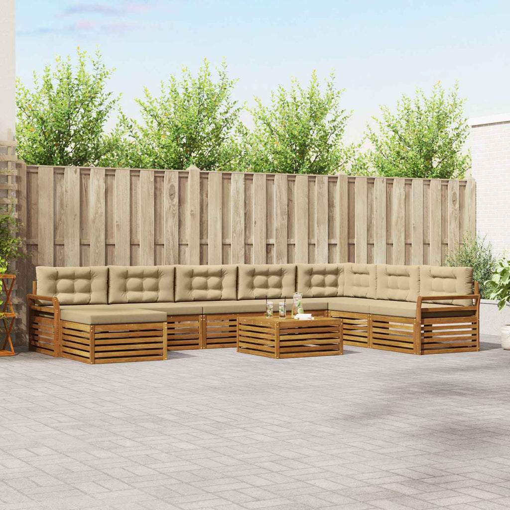 vidaXL Zestaw sof na zewnątrz z poduszką 9 pcs Naturalny i Beżowy