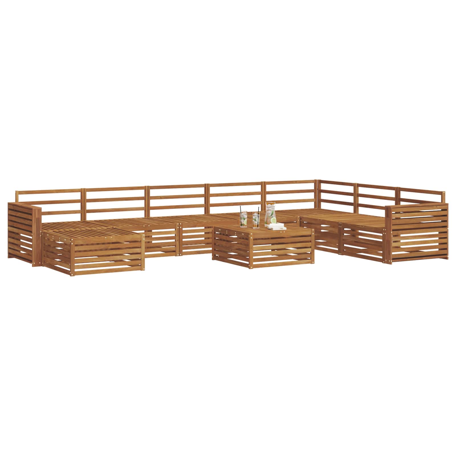vidaXL Zestaw sof na zewnątrz 9 pcs Naturalny Lite Drewno Akacji