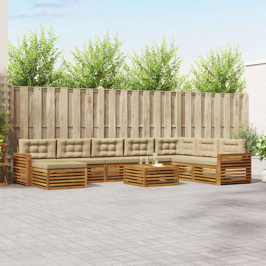 vidaXL Zestaw sof na zewnątrz z poduszką 9 pcs Naturalny i Beżowy