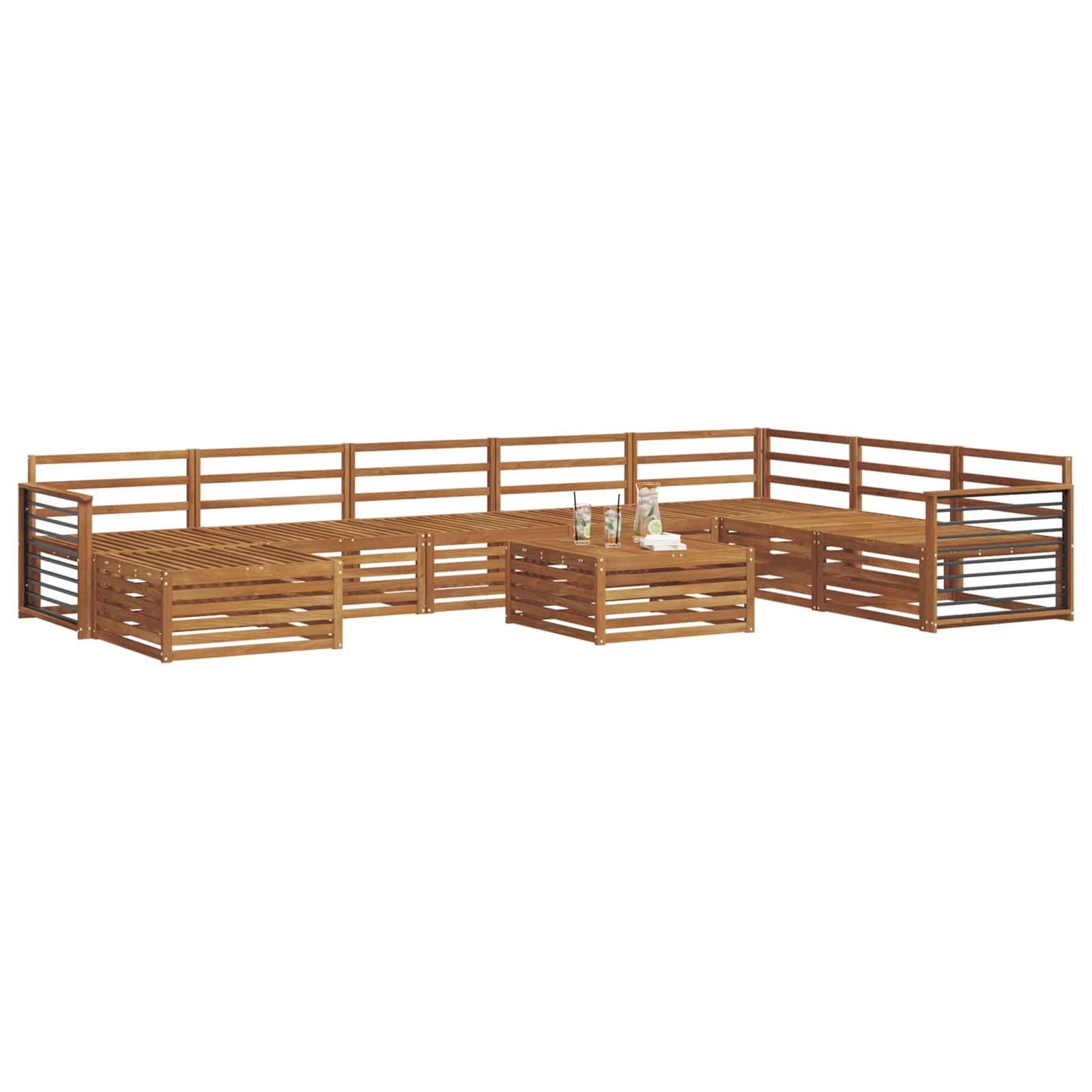 vidaXL Zestawy sof 9 pcs Naturalny Lite Drewno Akacji