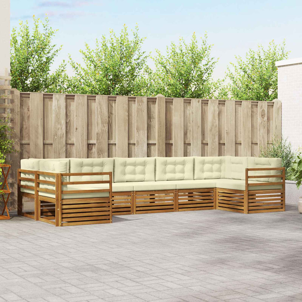 vidaXL Zestaw sof na zewnątrz z poduszką 7 pcs Naturalny i Kremowy