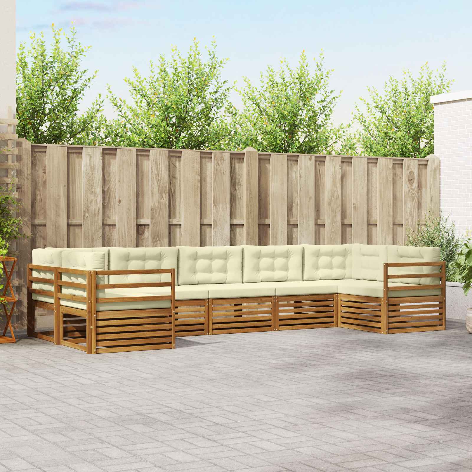 vidaXL Zestaw sof na zewnątrz z poduszką 7 pcs Naturalny i Kremowy