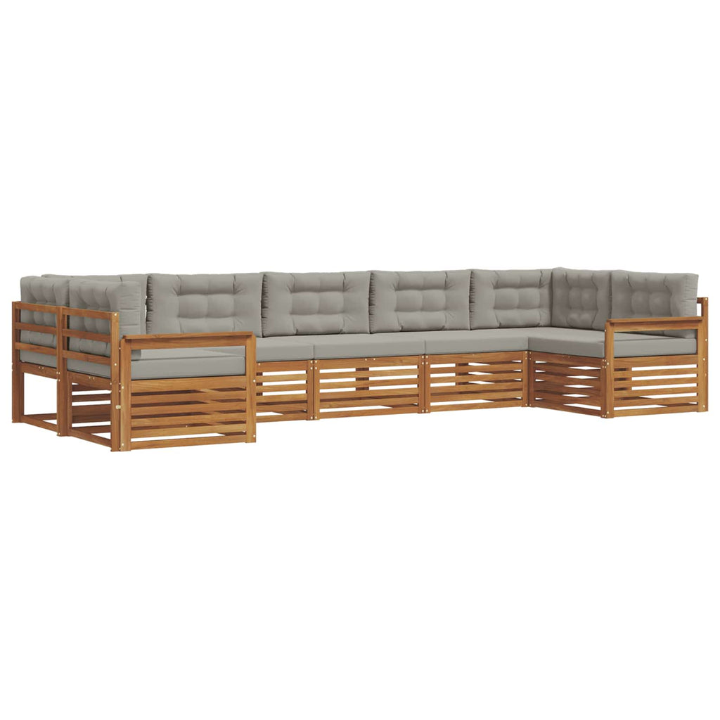 vidaXL Zestaw sof na zewnątrz z poduszką 7 pcs Naturalny i Jasny Szary