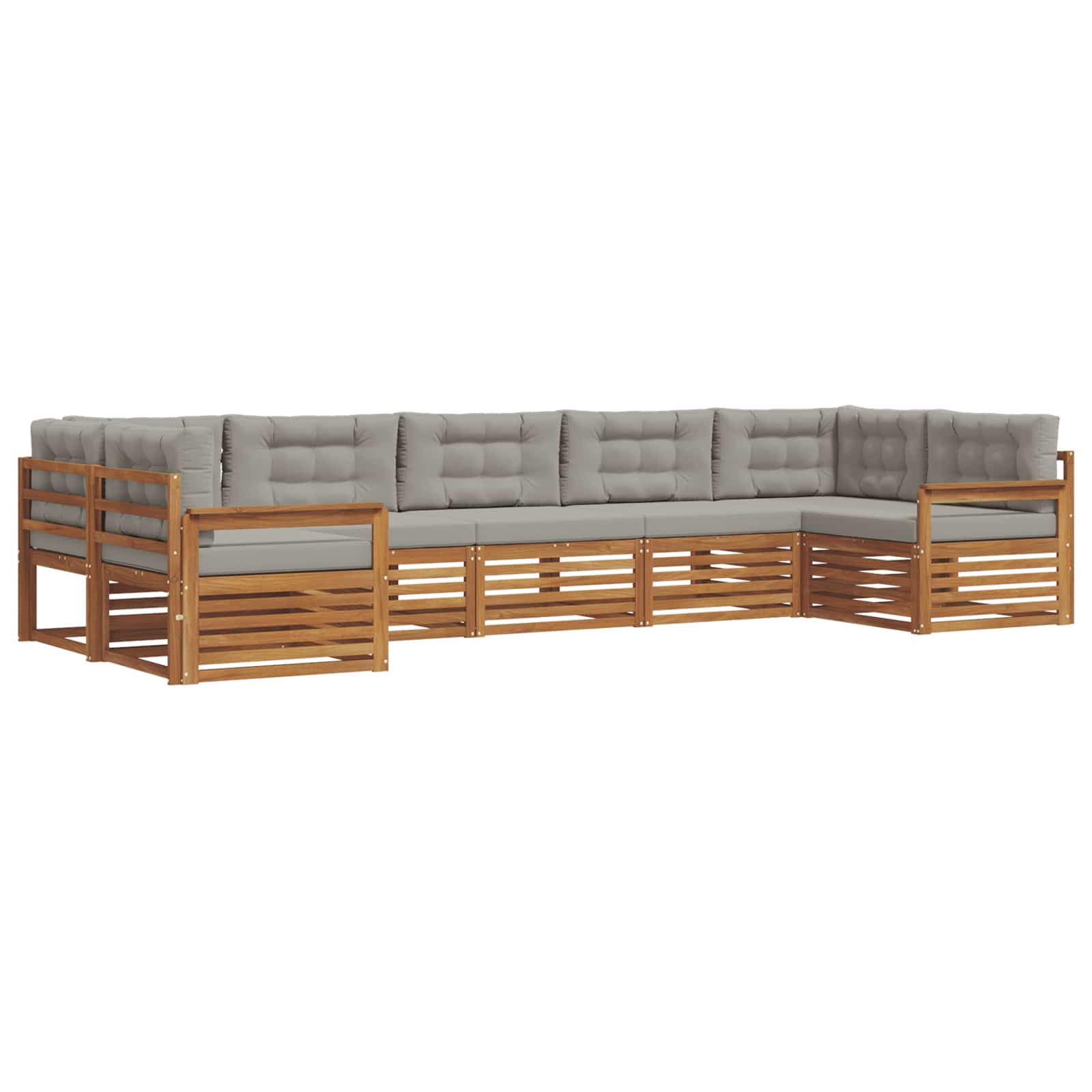 vidaXL Zestaw sof na zewnątrz z poduszką 7 pcs Naturalny i Jasny Szary