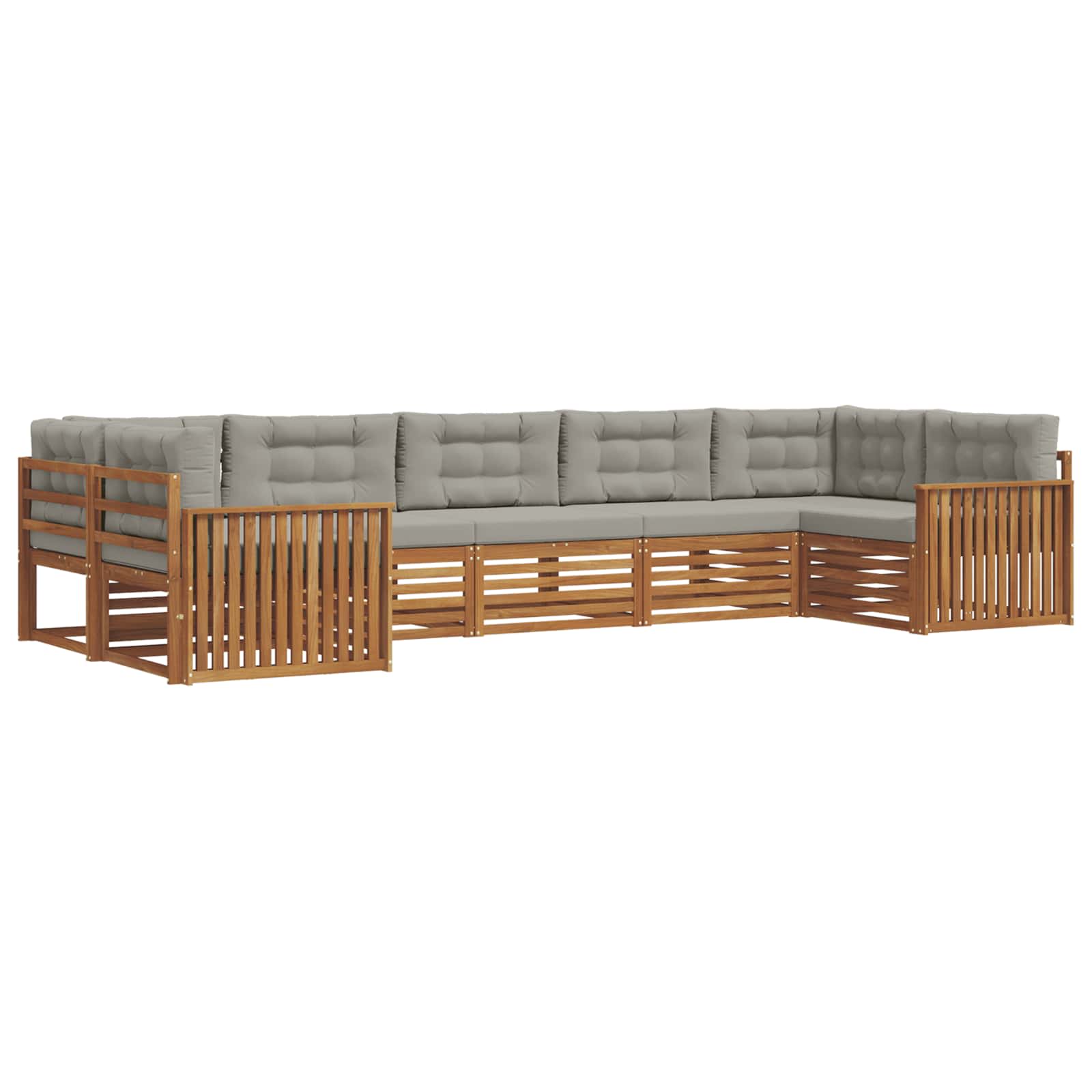 vidaXL Zestaw sof na zewnątrz z poduszką 7 pcs Naturalny i Jasny Szary