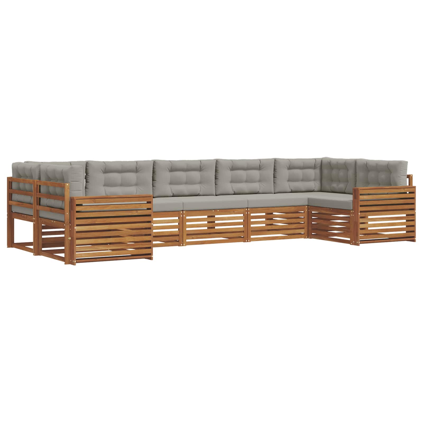 vidaXL Zestaw sof na zewnątrz z poduszką 7 pcs Naturalny i Jasny Szary