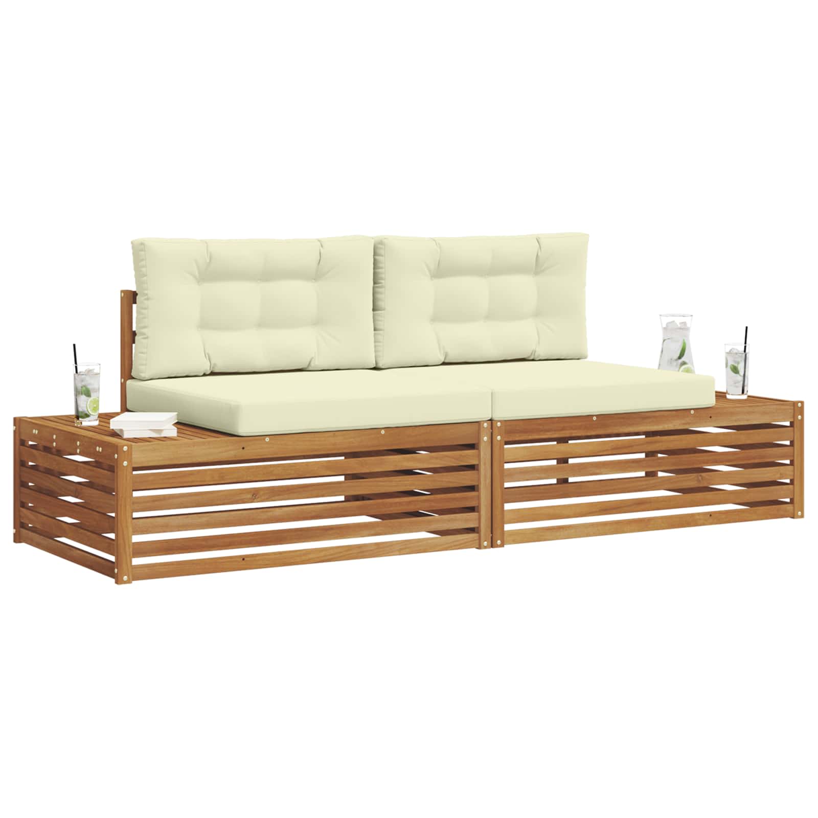 vidaXL Zestaw sof na zewnątrz Naturalny i Kremowy 203,5 x 83 x 73 cm