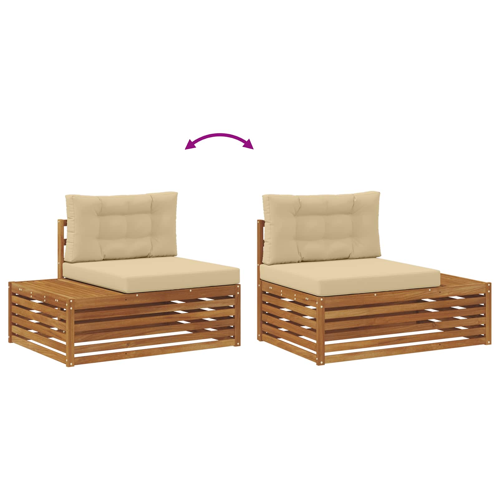 vidaXL Zestaw sof na zewnątrz Naturalny i Beżowy 203,5 x 83 x 73 cm