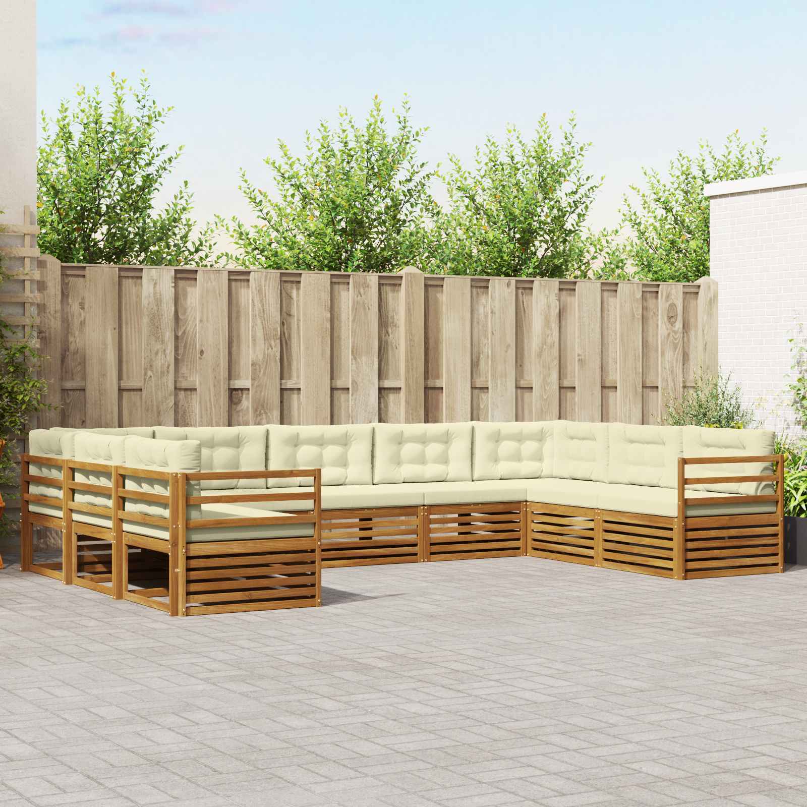 vidaXL Zestaw sof na zewnątrz z poduszką 9 pcs Naturalny i Kremowy