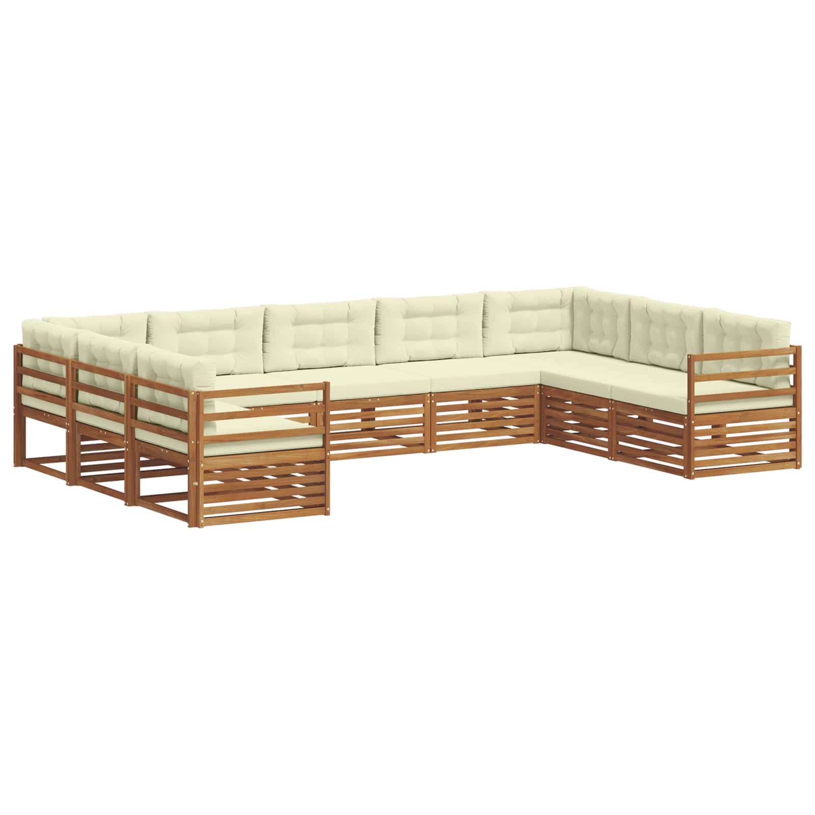 vidaXL Zestaw sof na zewnątrz z poduszką 9 pcs Naturalny i Kremowy