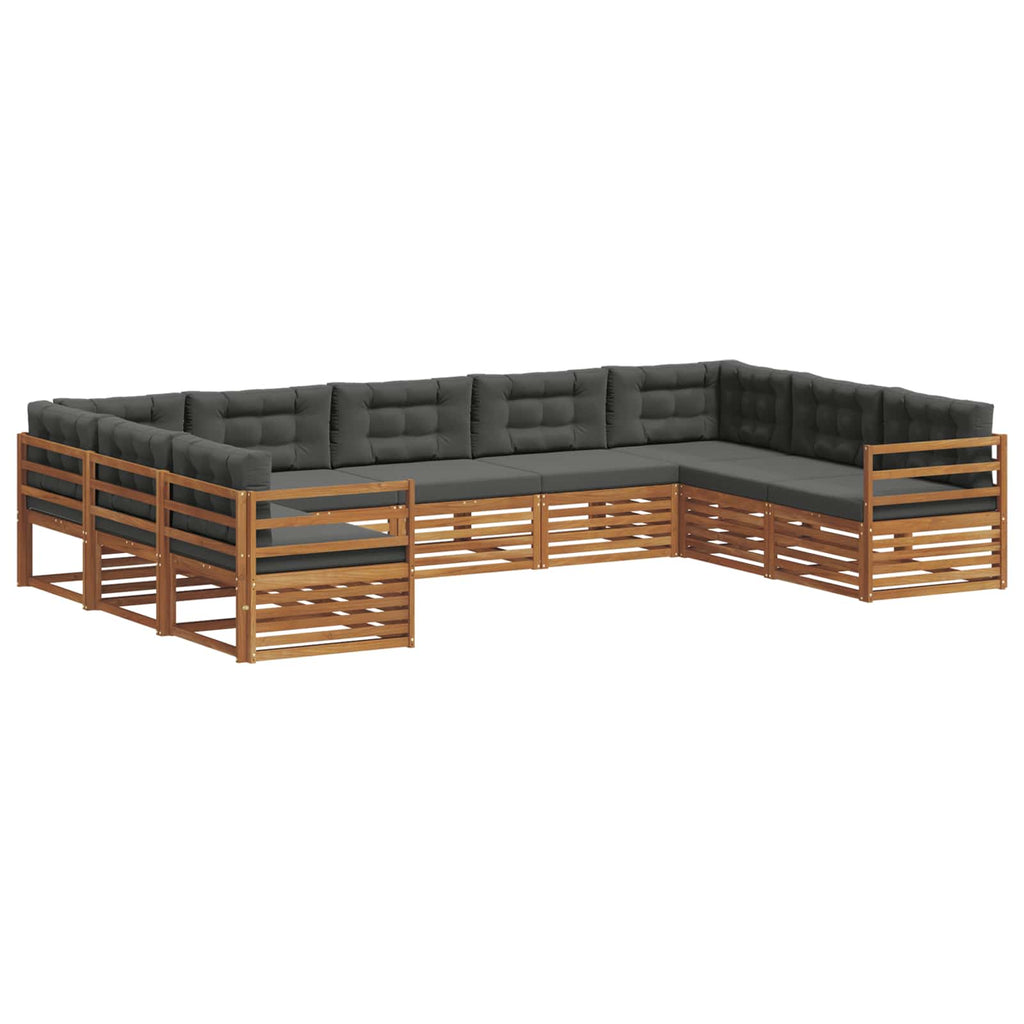 vidaXL Zestaw sof na zewnątrz z poduszką 9 pcs Naturalny i Antracytowy