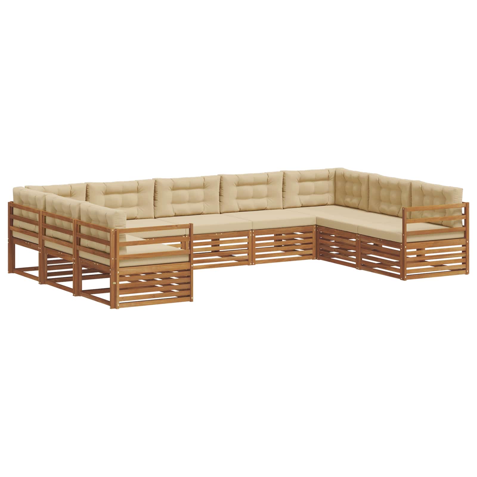 vidaXL Zestaw sof na zewnątrz z poduszką 9 pcs Naturalny i Beżowy