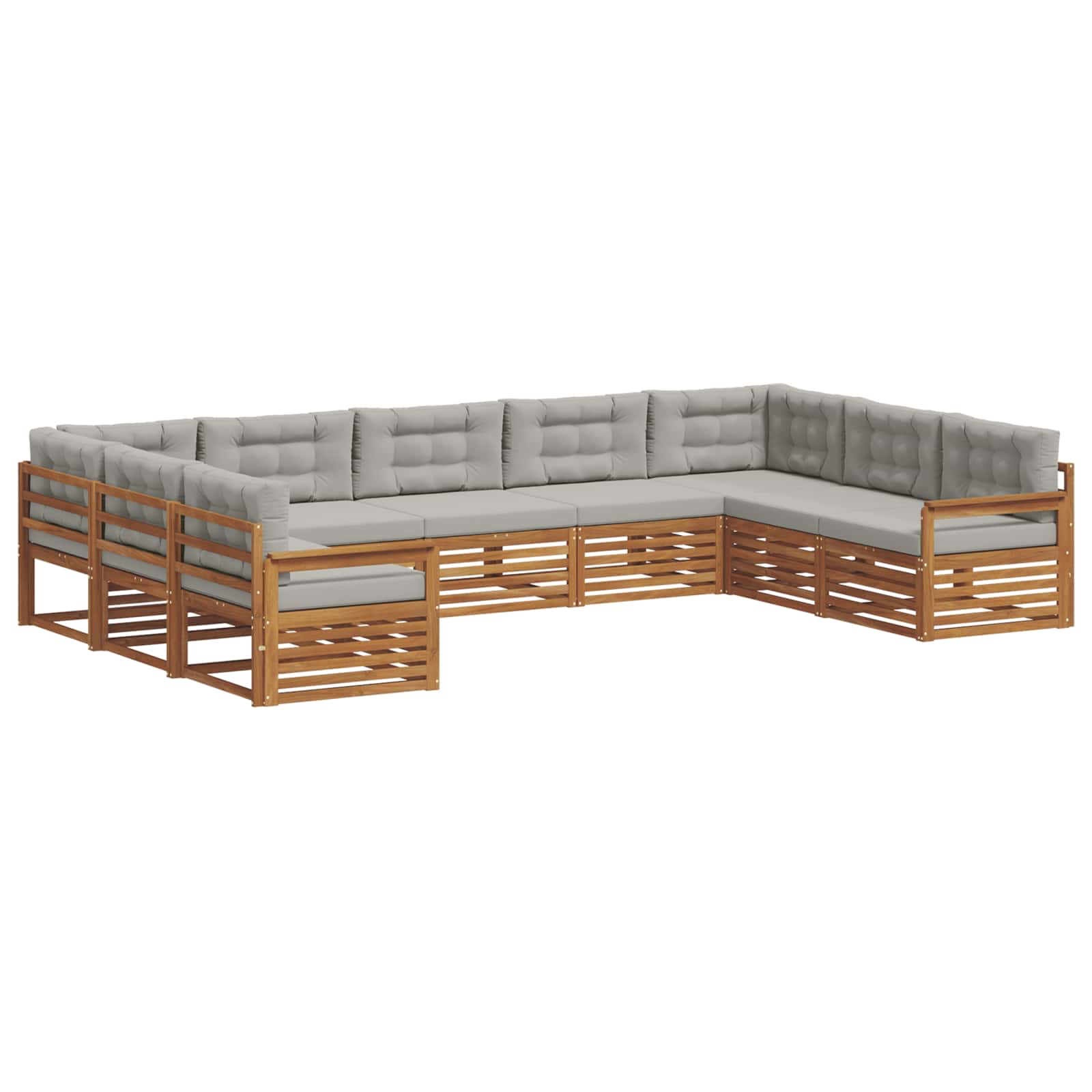 vidaXL Zestaw sof na zewnątrz z poduszką 9 pcs Naturalny i Jasny Szary