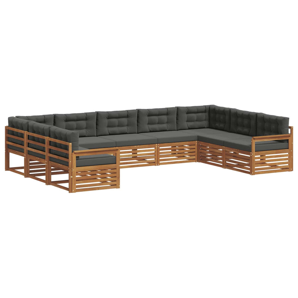 vidaXL Zestaw sof na zewnątrz z poduszką 9 pcs Naturalny i Antracytowy