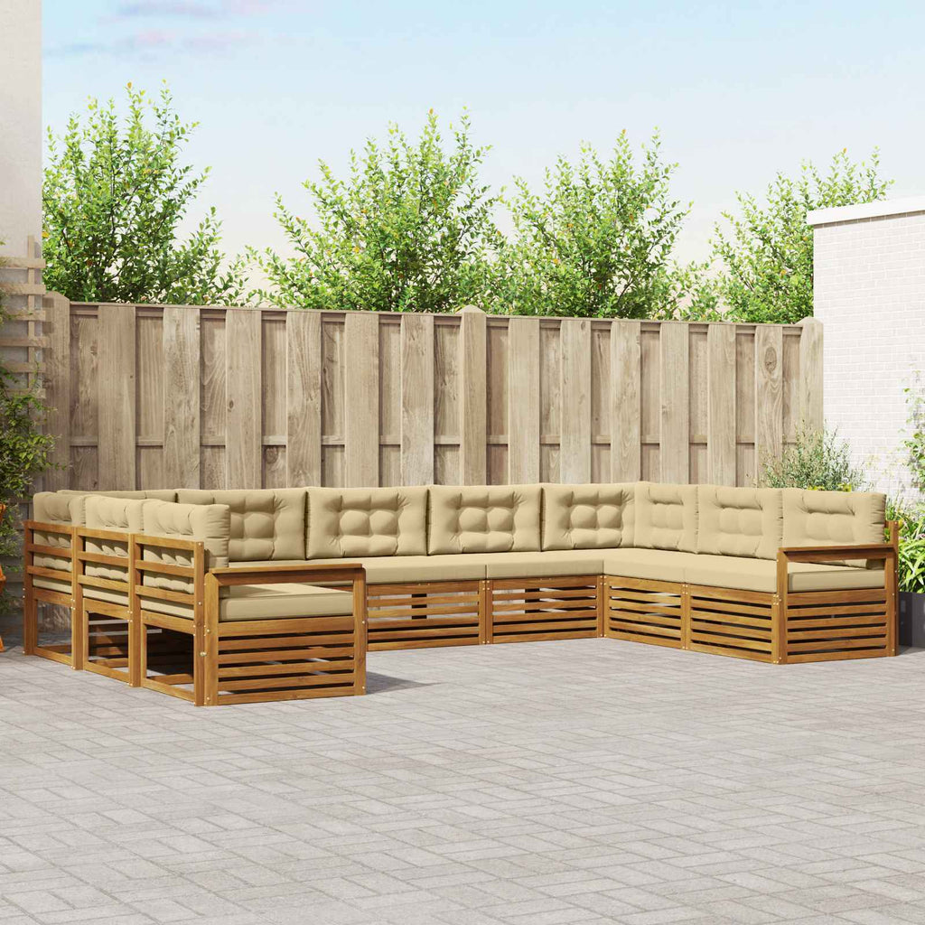 vidaXL Zestaw sof na zewnątrz z poduszką 9 pcs Naturalny i Beżowy