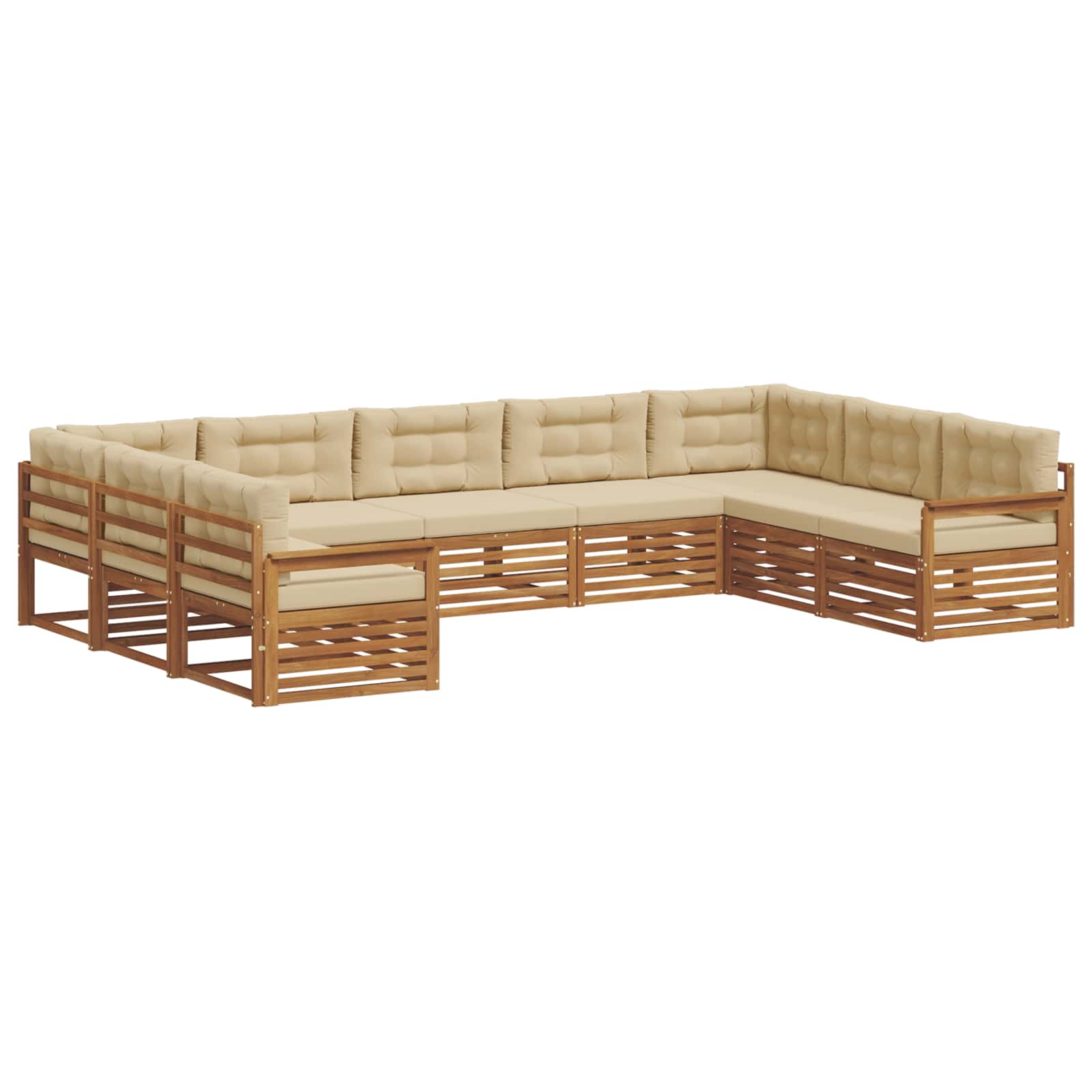 vidaXL Zestaw sof na zewnątrz z poduszką 9 pcs Naturalny i Beżowy