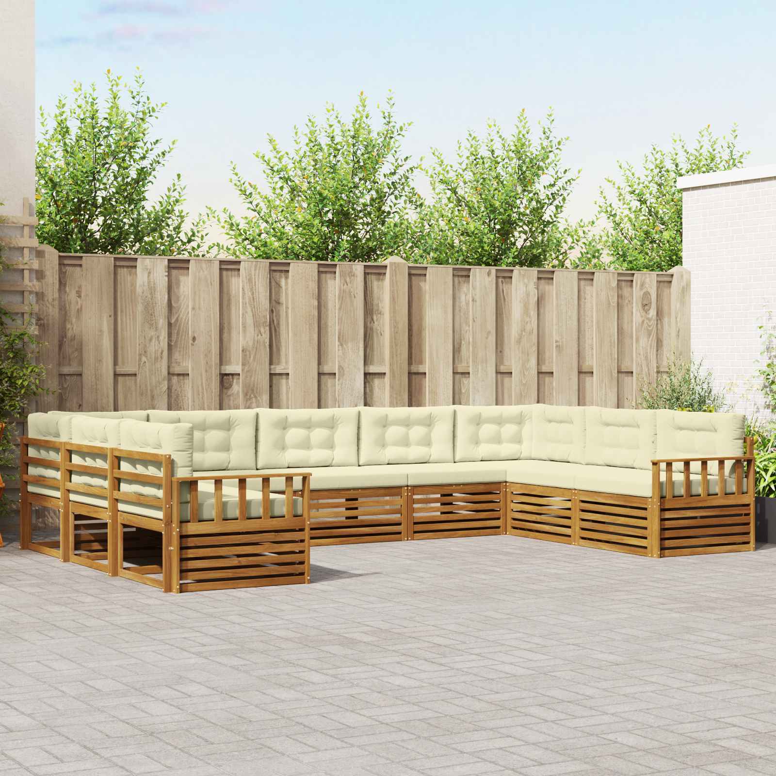 vidaXL Zestaw sof na zewnątrz z poduszką 9 pcs Naturalny i Kremowy