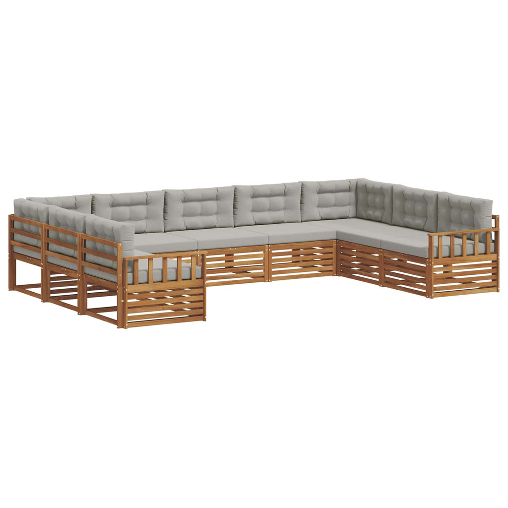 vidaXL Zestaw sof na zewnątrz z poduszką 9 pcs Naturalny i Jasny Szary