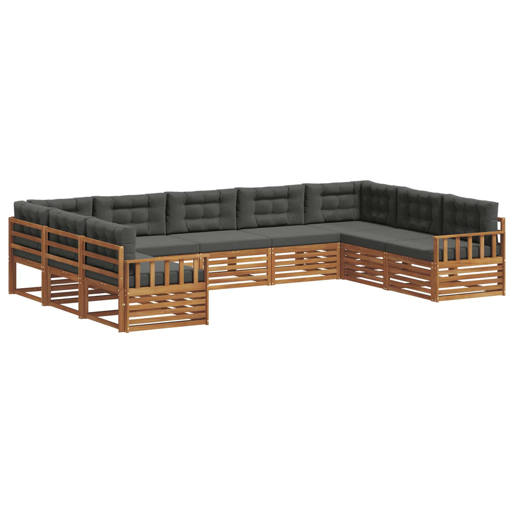vidaXL Zestaw sof na zewnątrz z poduszką 9 pcs Naturalny i Antracytowy